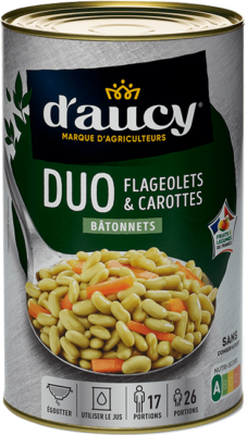 Flageolets verts fins – carottes bâtonnets