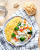 Trio de légumes brocolis, cœur de blé et omelette